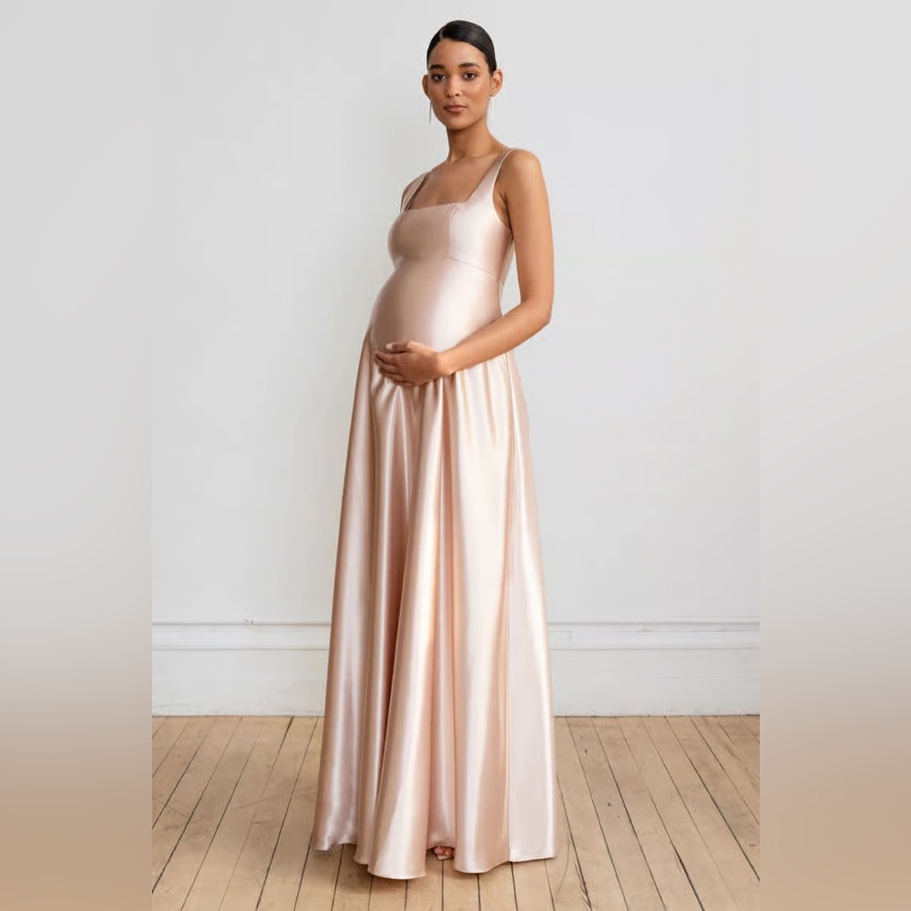 {Jenny Yoo} Petal Satin Maternity Dress